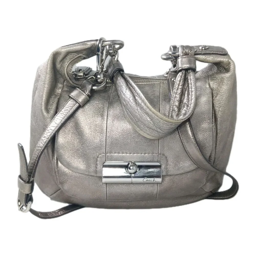 Coach Kristin 18810 Leather Hobo Shoulder Bag Y2k Metallic Light Gold Pewter